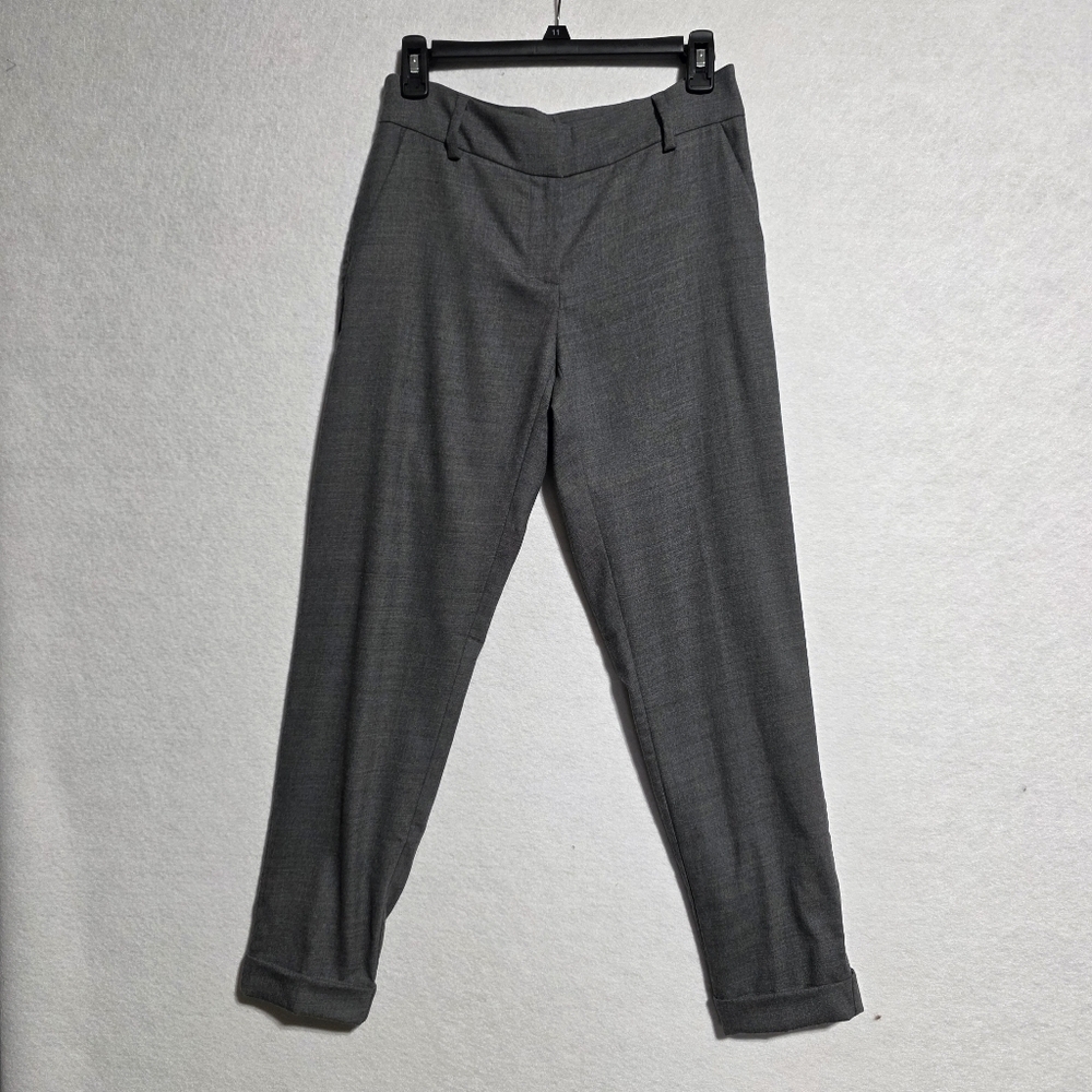 EUC EILEEN FISHER WOOL HEATHERED STRETCH FLANNEL TWILL PANTS  SZ 2